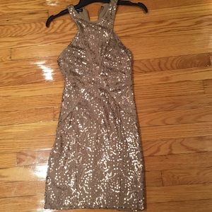 Bebe XS Gold sequenced dress